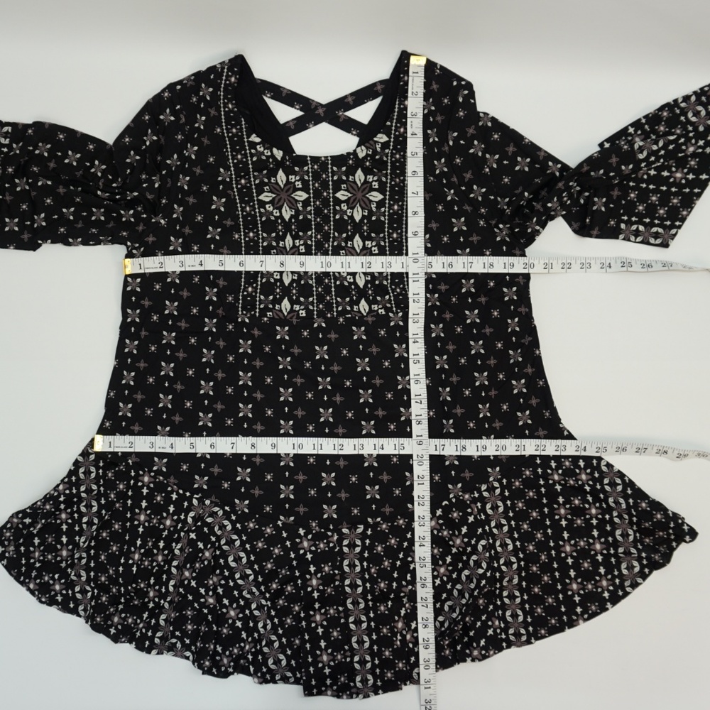 Style&Co Bell Sleeve Ruffle Printed Blouse Top - Picture 7 of 8
